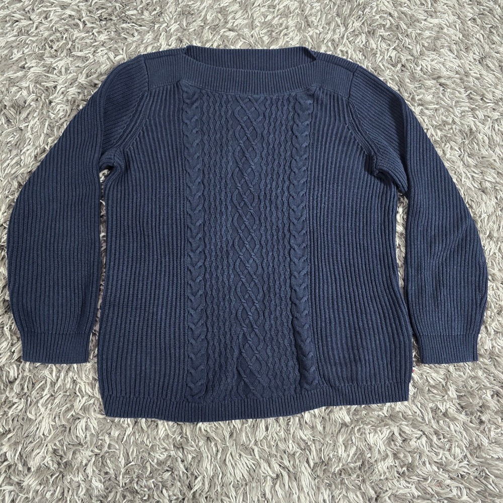 Tommy Hilfiger Navy Blue Cable Knit Boat Neck Sweater XL TJROSK108D
